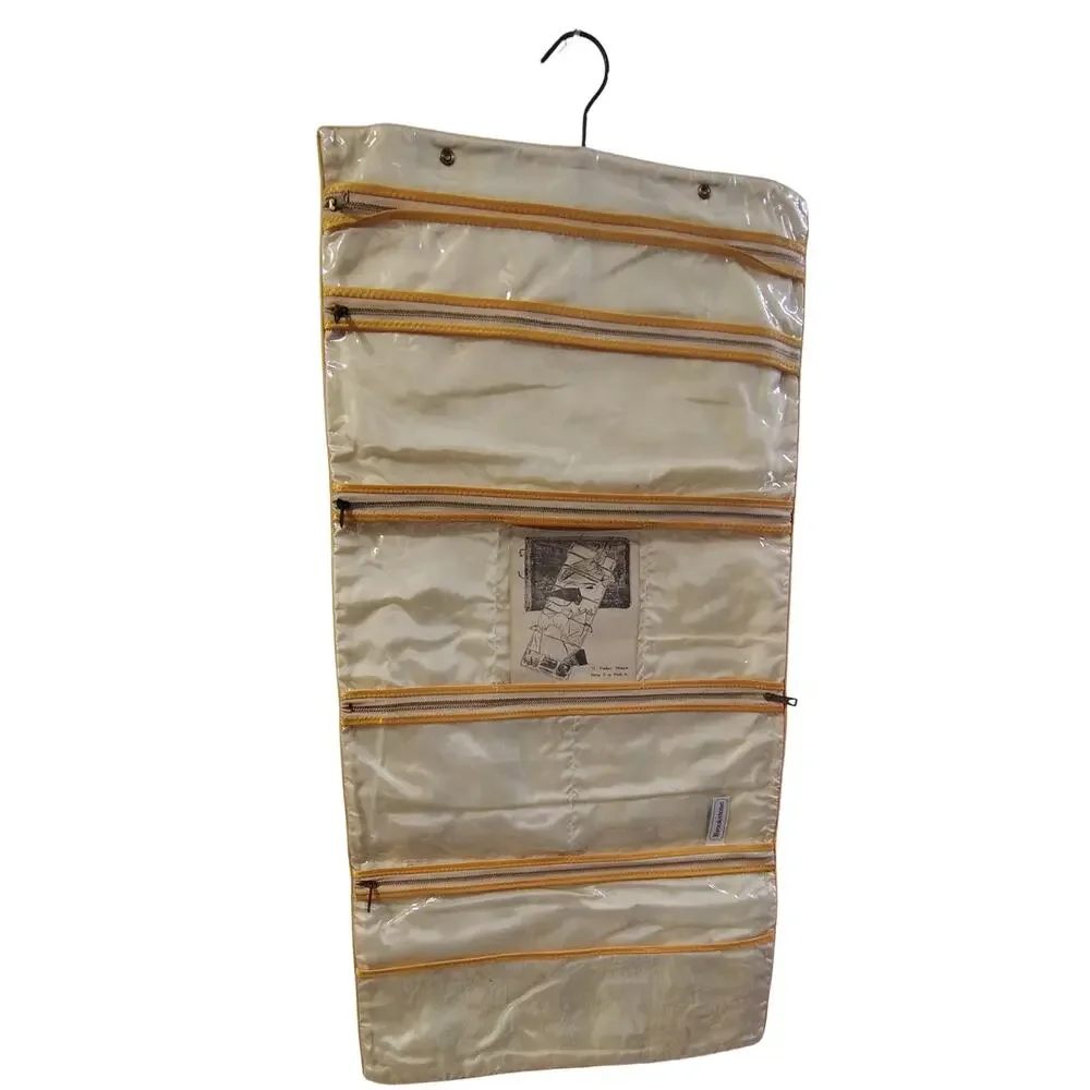 1940s Fabric Brookstone 11 Pocket Travel Lingerie Holder Organizer MOP Clasp